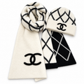 Chanel Style Reversible Diamond Logo Scarf