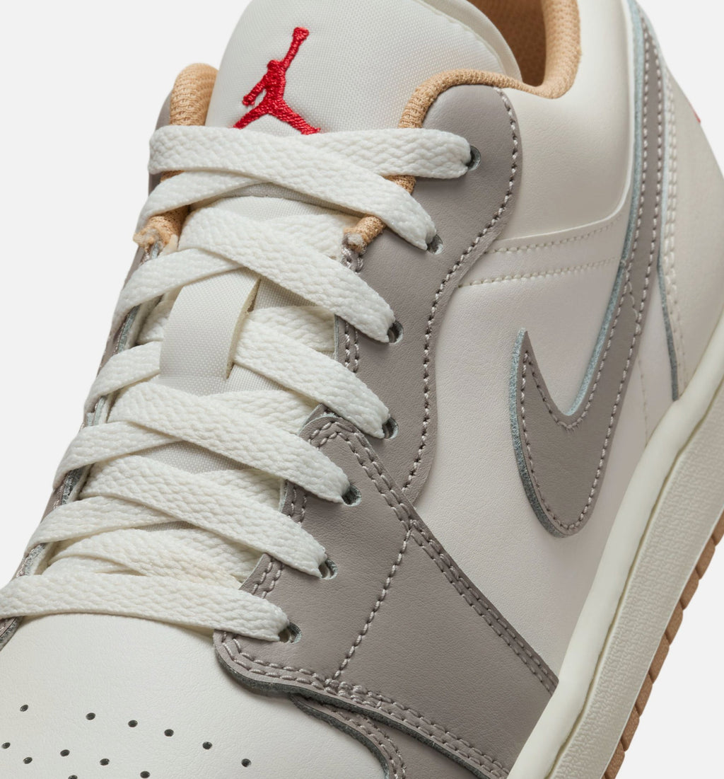 Air Jordan 1 Low Men's Lifestyle Shoe - Sail / Fire Red / College Grey / Hemp