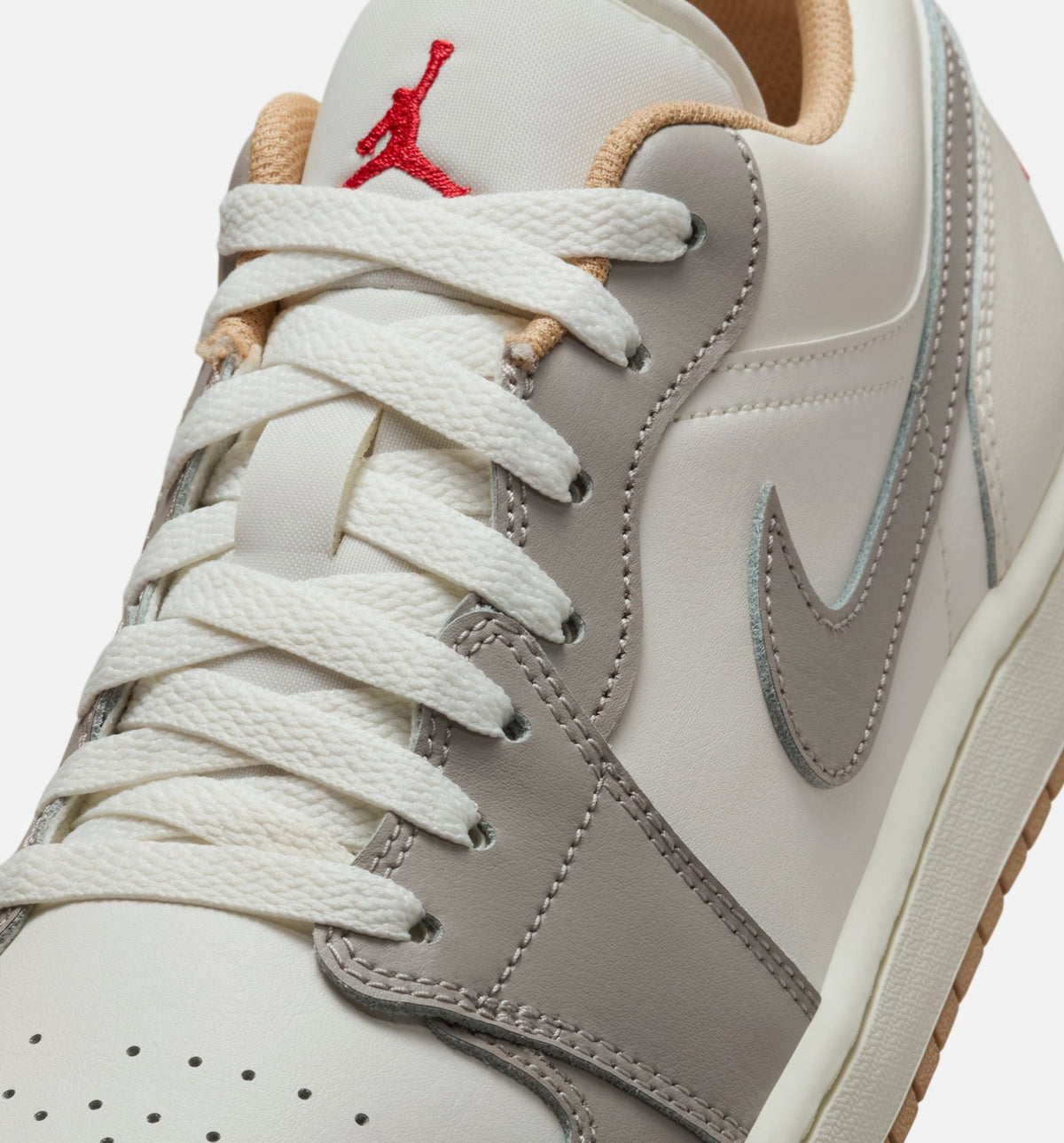 Air Jordan 1 Low Men's Lifestyle Shoe - Sail / Fire Red / College Grey / Hemp