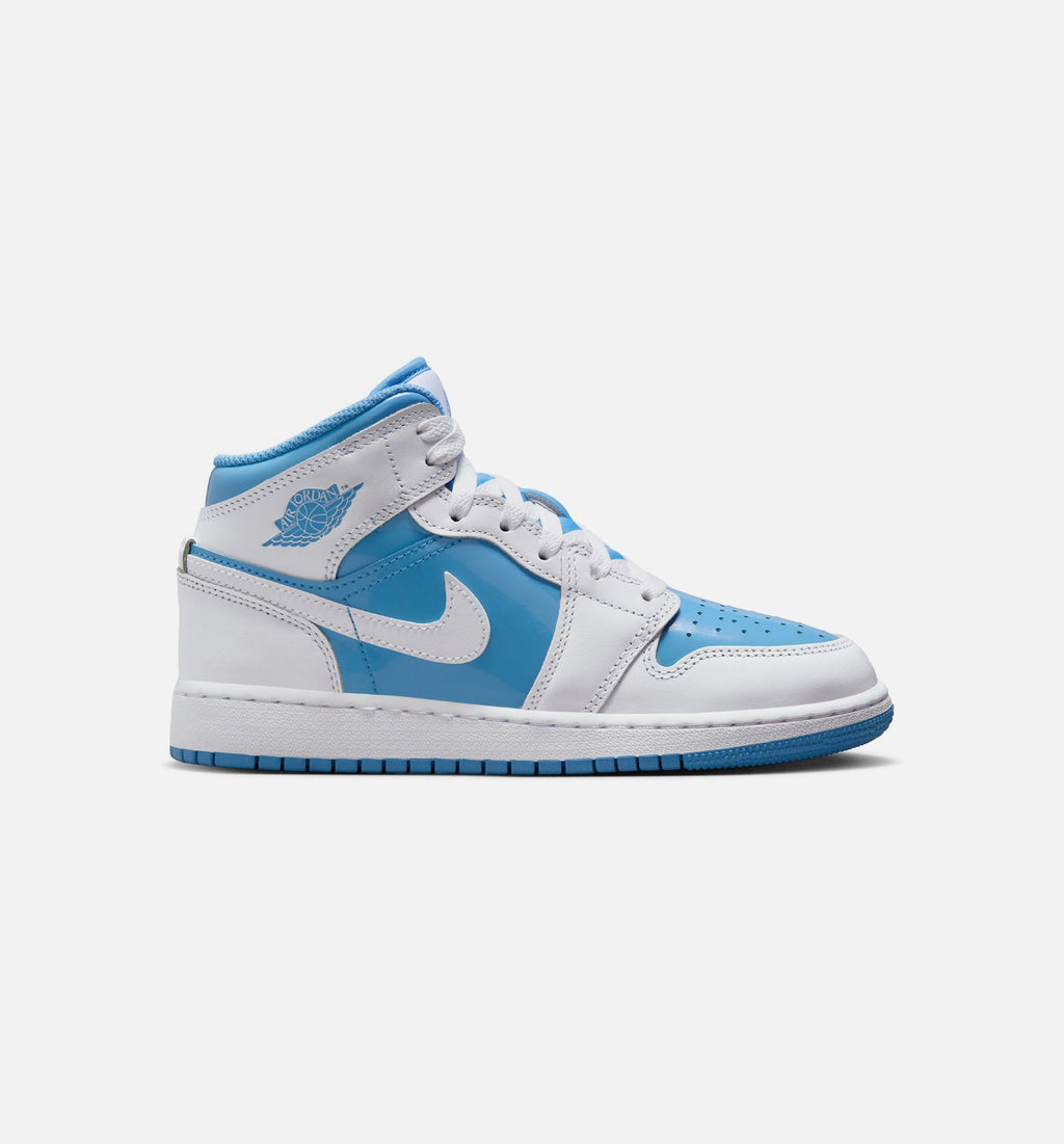 Air Jordan 1 Mid Legend Blue Grade School Sneakers – White / Legend Blue
