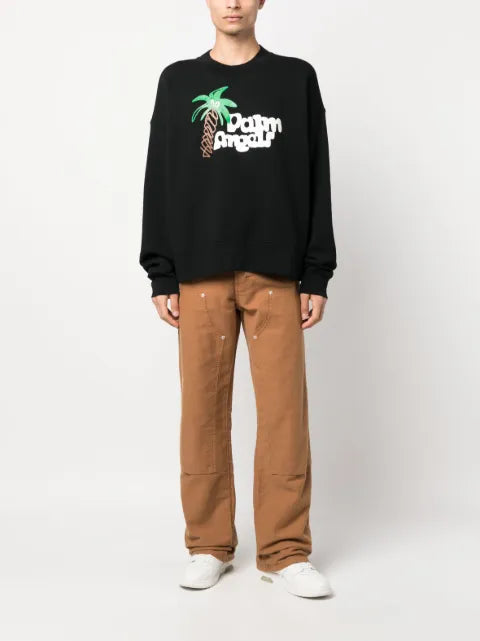 Palm Angels logo-print organic cotton sweatshirt