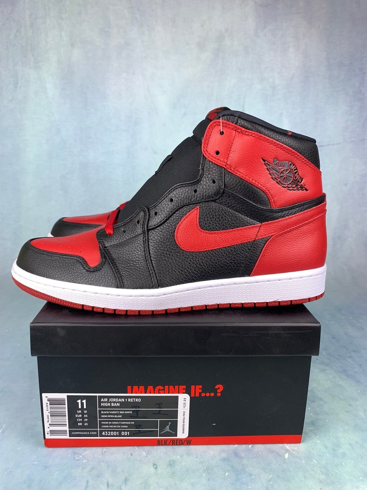 Air Jordan 1 High Black/Red Banned 432001-001 Unisex Sneakers