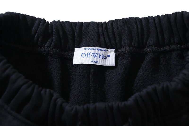 OFF-WHITE "Chain Link Arrow" Metal Texture Cotton Sweatshorts