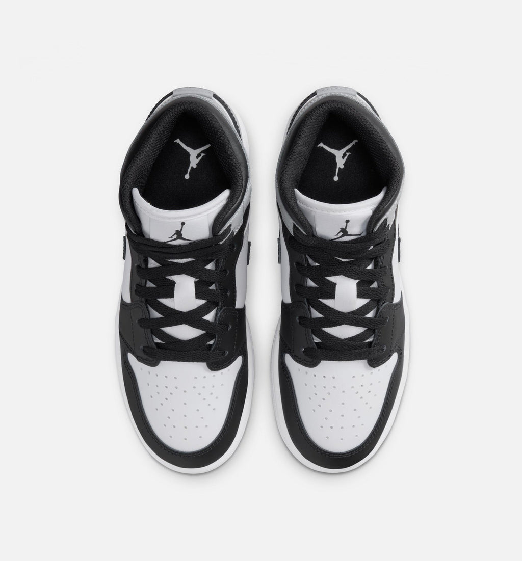 Air Jordan 1 Mid Grade School Sneakers – White / Light Smoke Grey / Black