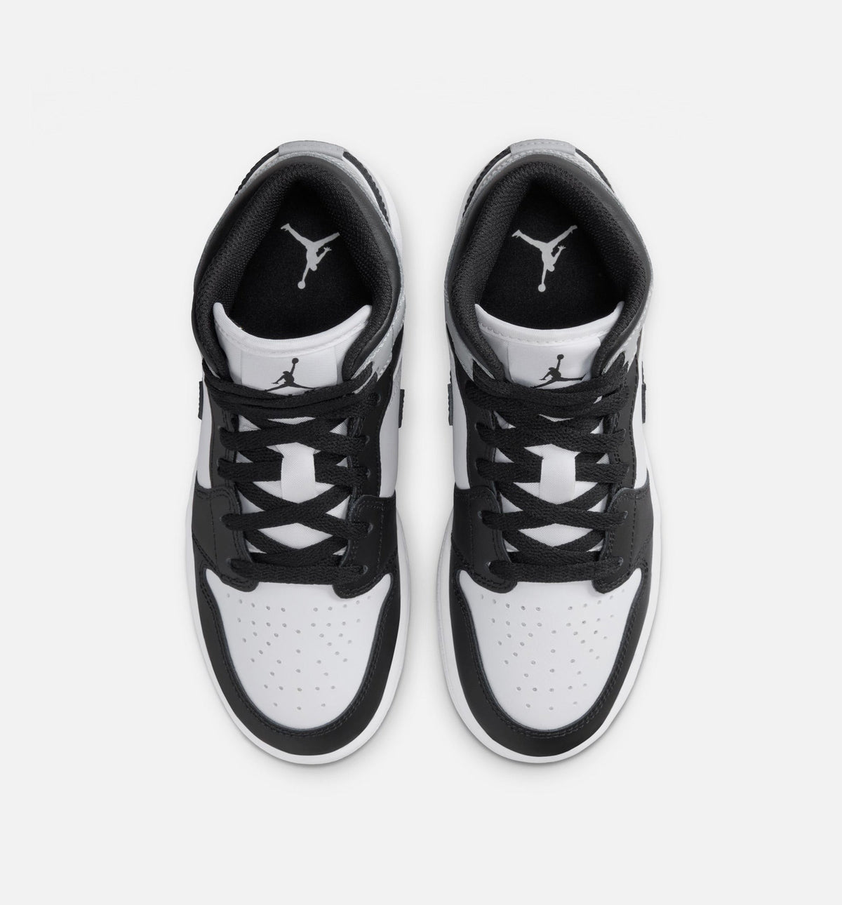Air Jordan 1 Mid Grade School Sneakers – White / Light Smoke Grey / Black