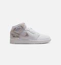 Air Jordan 1 Mid SE Grade School Sneakers – White / Field Silver