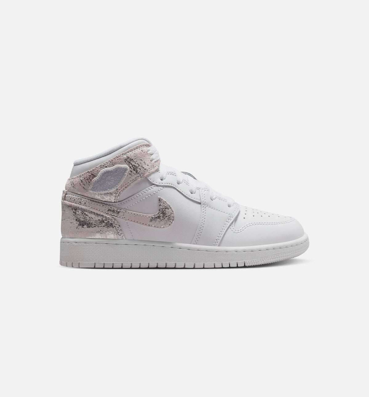 Air Jordan 1 Mid SE Grade School Sneakers – White / Field Silver