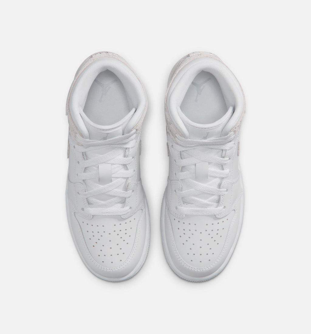 Air Jordan 1 Mid SE Grade School Sneakers – White / Field Silver