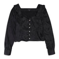 BLACK JACQUARD BUTTON BLOUSE
