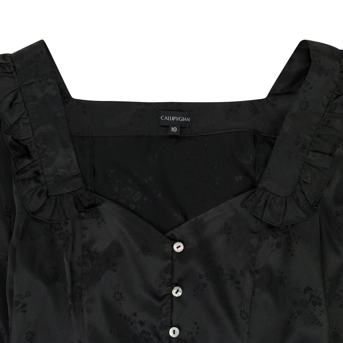 BLACK JACQUARD BUTTON BLOUSE