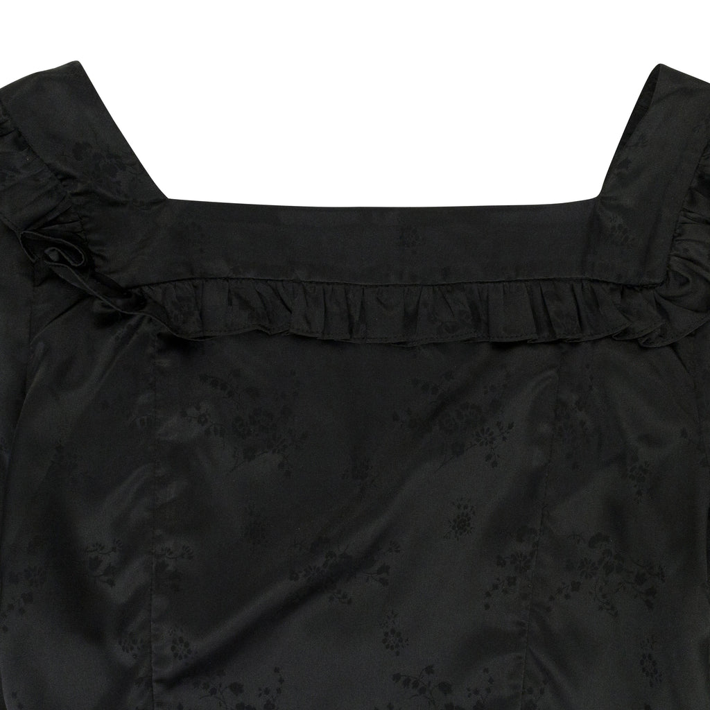 BLACK JACQUARD BUTTON BLOUSE