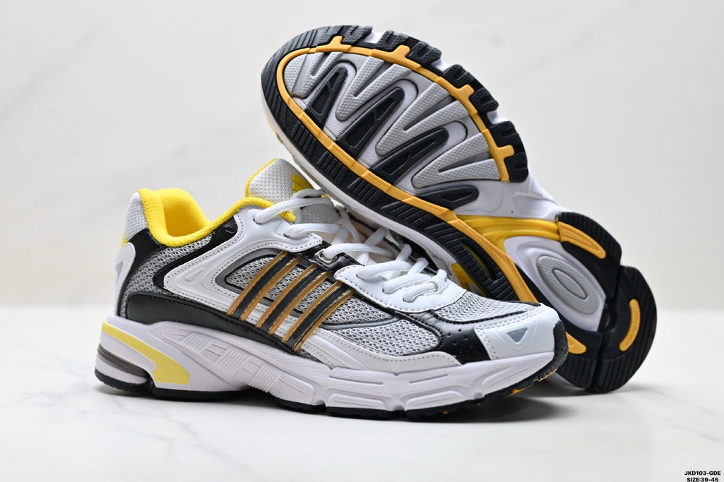 Adidas K81801550 Men's Running Shoes - White/Black/Yellow