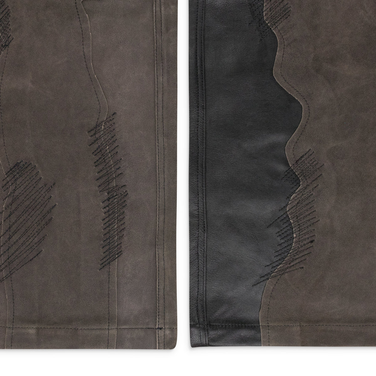 BLACK/BROWN BARK LEATHER PANTS