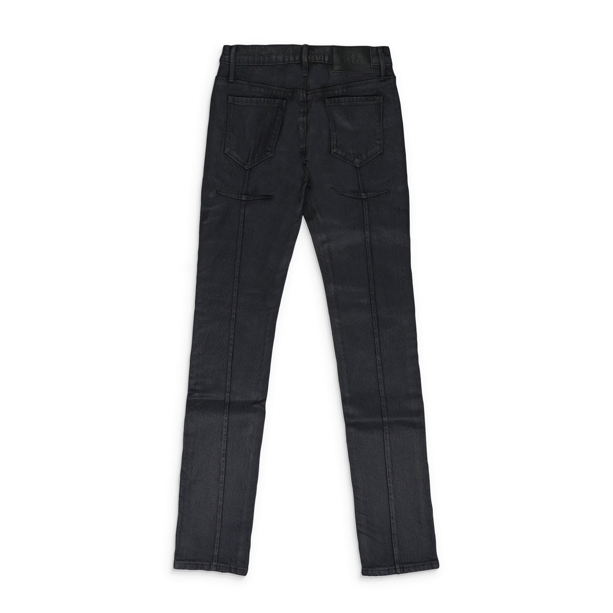 BLUE WAXED SKINNY JEANS