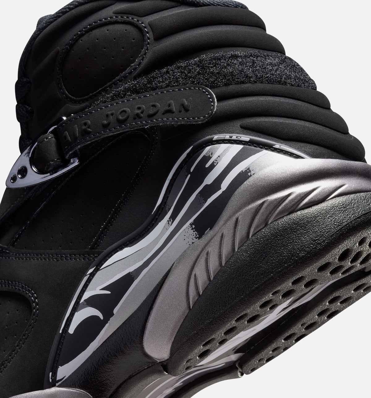 Air Jordan 8 Retro Chrome Black and Light Graphite Men's Sneakers