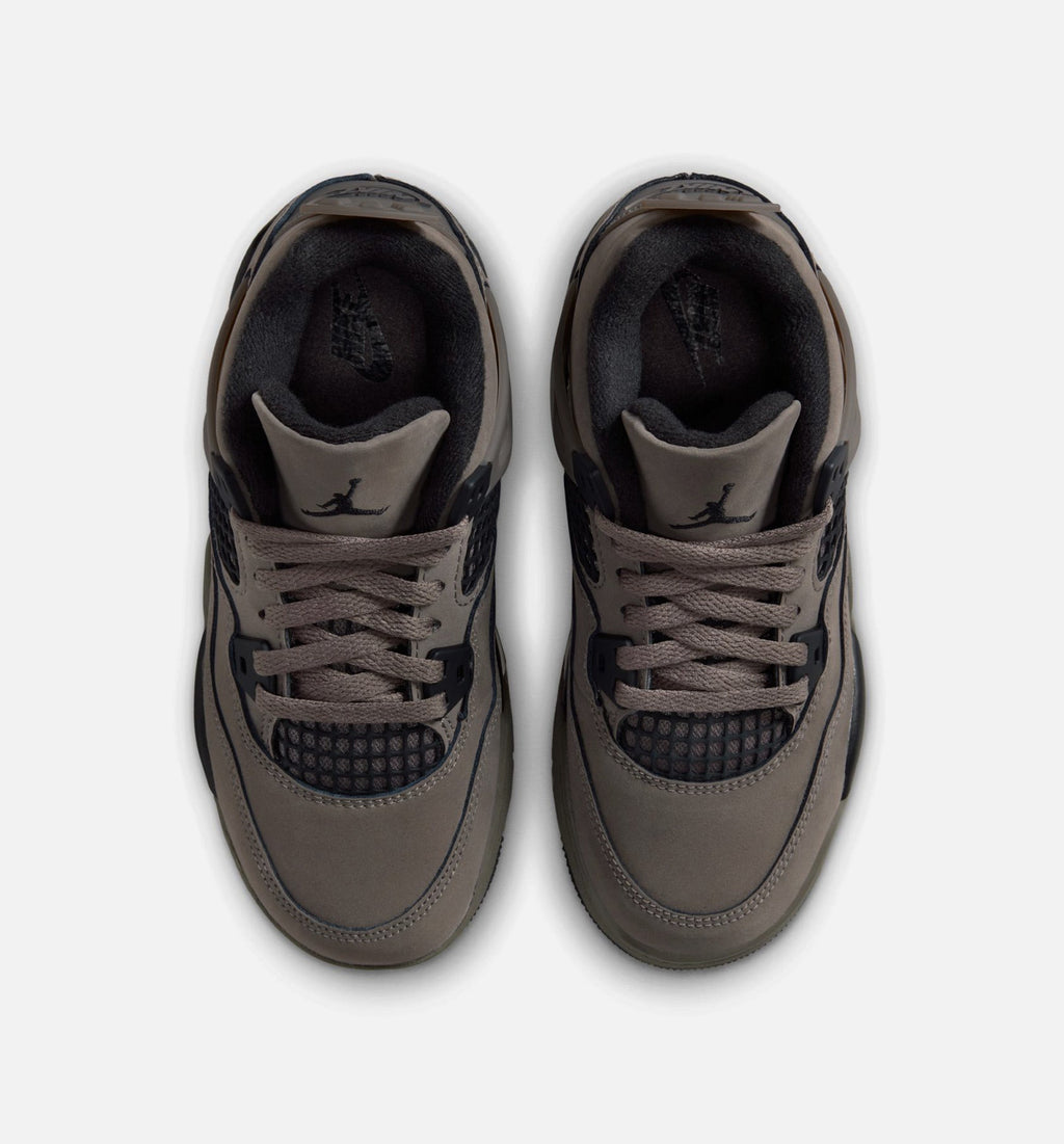 Air Jordan 4 Retro Cave Stone and Black Preschool Sneakers