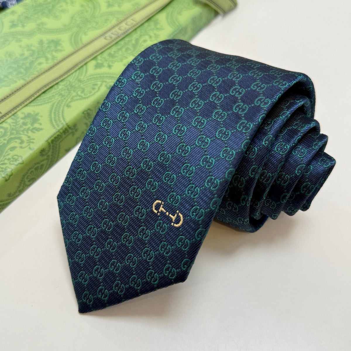 Gucci Style Men's Tonal GG Jacquard Silk Tie