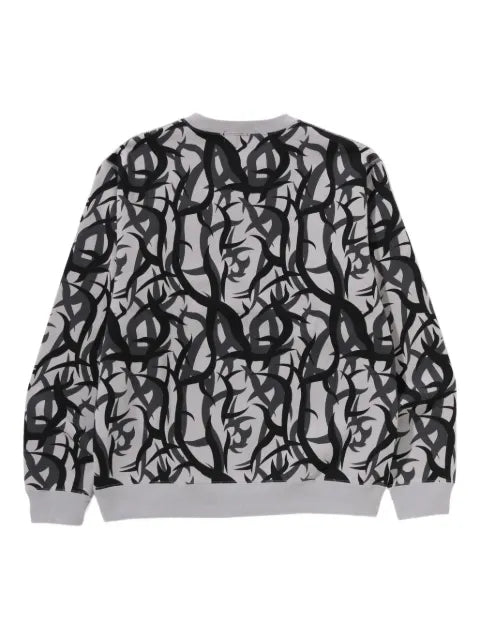 Neighborhood abstract-pattern print crew-neck sweatshirt