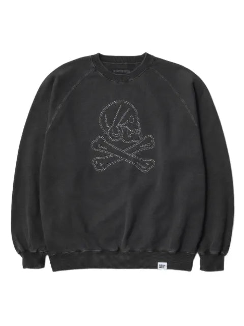 Neighborhood skull-embroidered sweatshirt