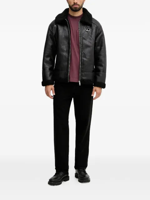 Lindbergh shearling buckle faux-leather jacket