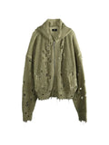 THUG CLUB distressed zip-up hoodie