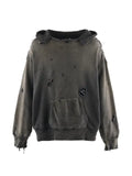 SAINT MXXXXXX distressed logo-patch hoodie