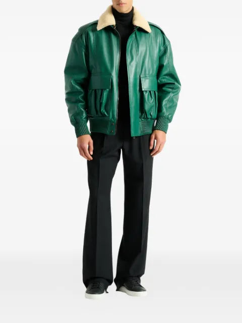 Balmain shearling leather bomber jacket