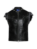 MARKING DISTANCE Gimp studded leather vest