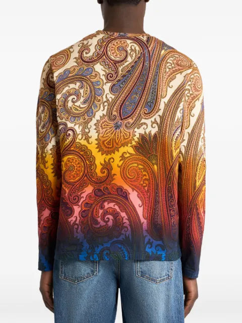 ETRO cotton-jersey sweater with degradé Paisley-motif