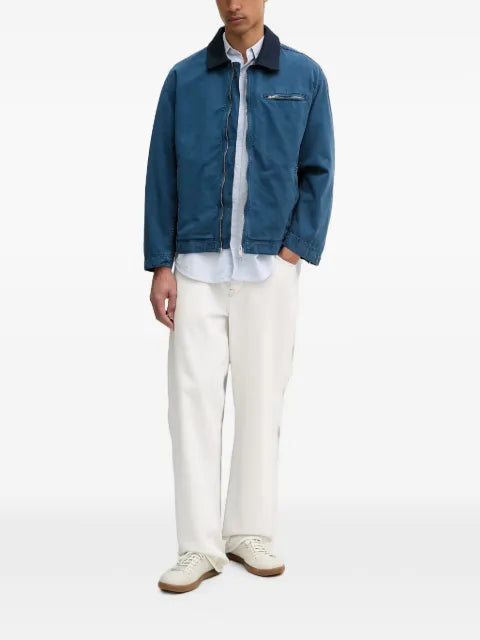 Les Deux contrast-collar zip-up jacket