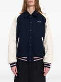 Ann Demeulemeester embroidered-logo panelled bomber jacket