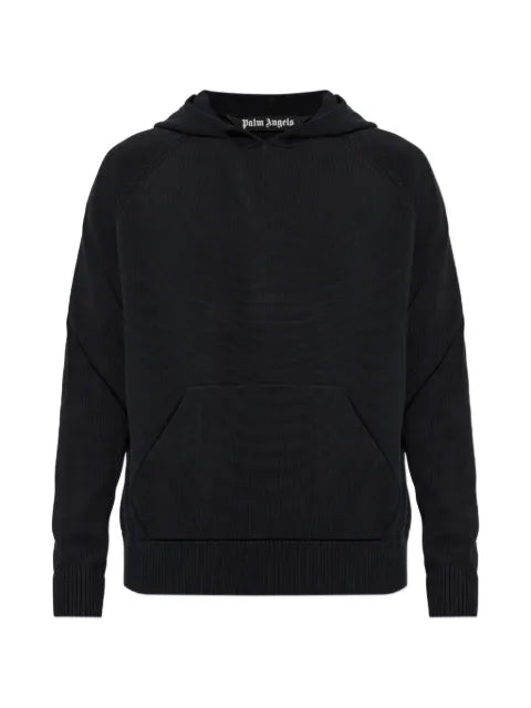 Palm Angels logo-print knitted cotton hoodie
