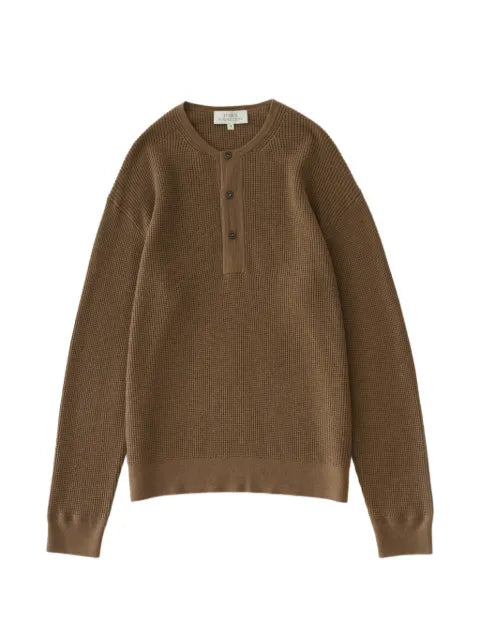 Studio Nicholson Corine waffle-knit grandad-collar sweater