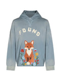 FOUND fox-embroidered cotton hoodie