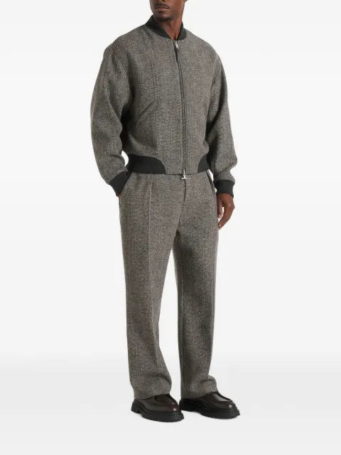 Manière De Voir Leandro in grey herringbone wool bomber jacket