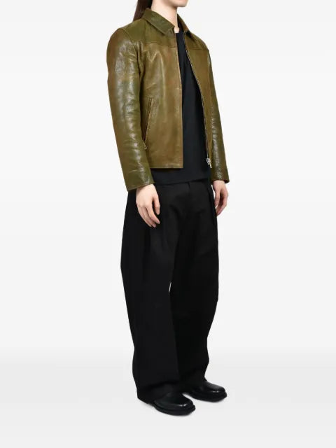 NO/FAITH STUDIOS aged-effect leather jacket