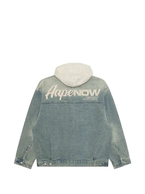 AAPE BY *A BATHING APE® AAPENOW hooded logo-embroidered denim jacket