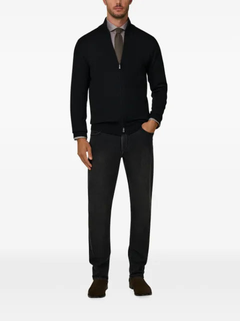 Boggi Milano full-zip jumper in extrafine merino wool