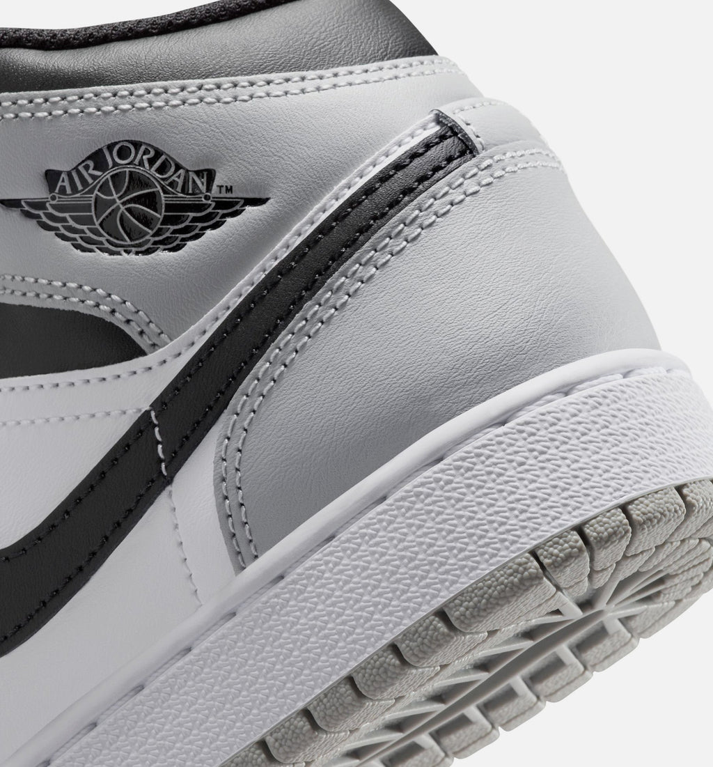 Air Jordan 1 Mid Grade School Sneakers – White / Light Smoke Grey / Black