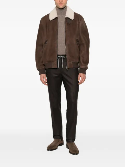 Canali shearling-collar suede jacket