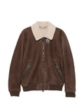 Canali shearling-collar suede jacket