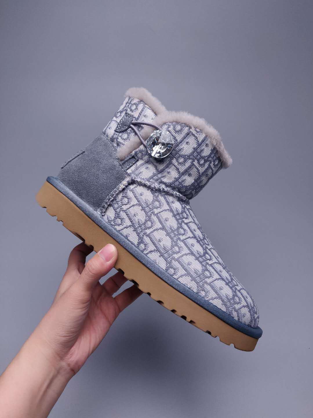Dior-Inspired Textured Snow Boot — Grey | New Arrival | In Stock