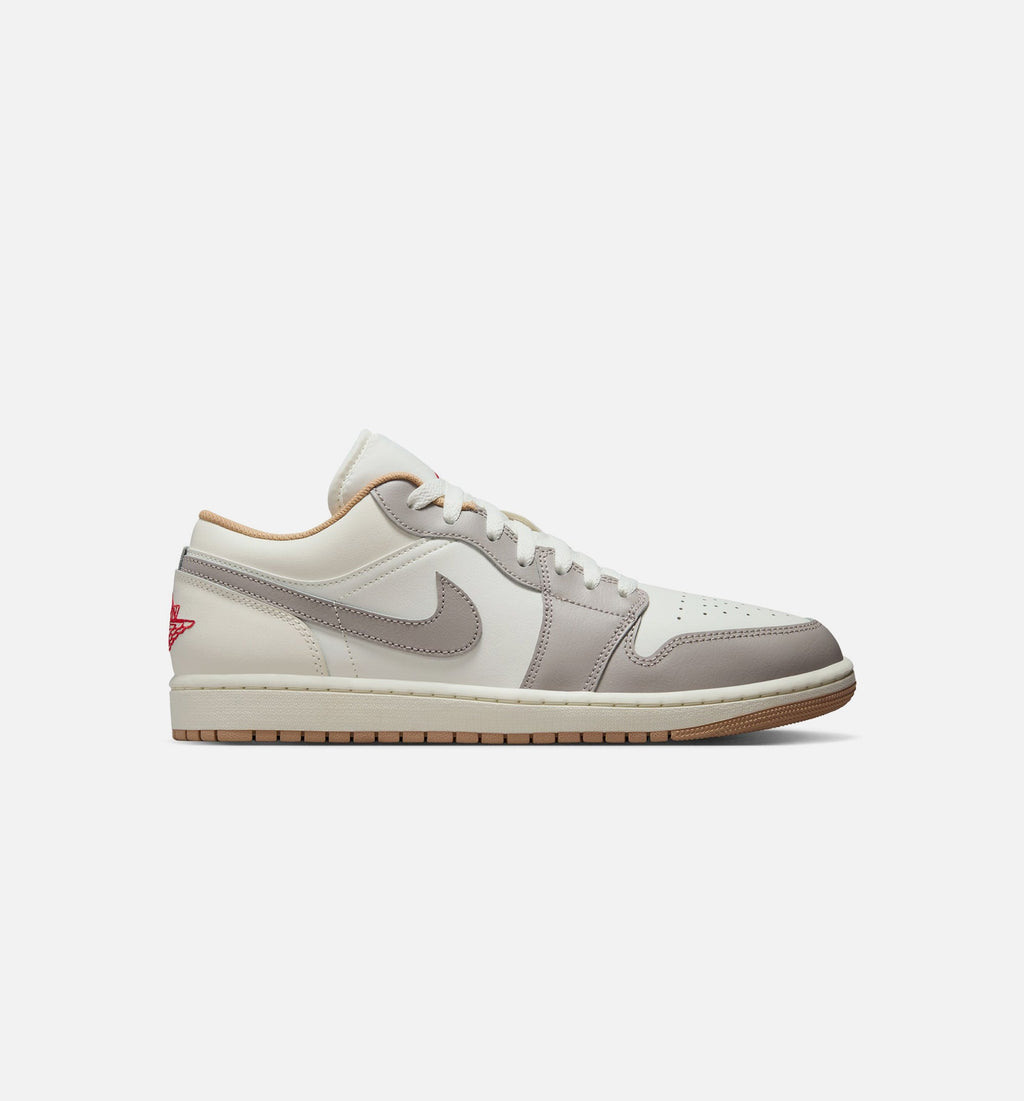 Air Jordan 1 Low Men's Lifestyle Shoe - Sail / Fire Red / College Grey / Hemp