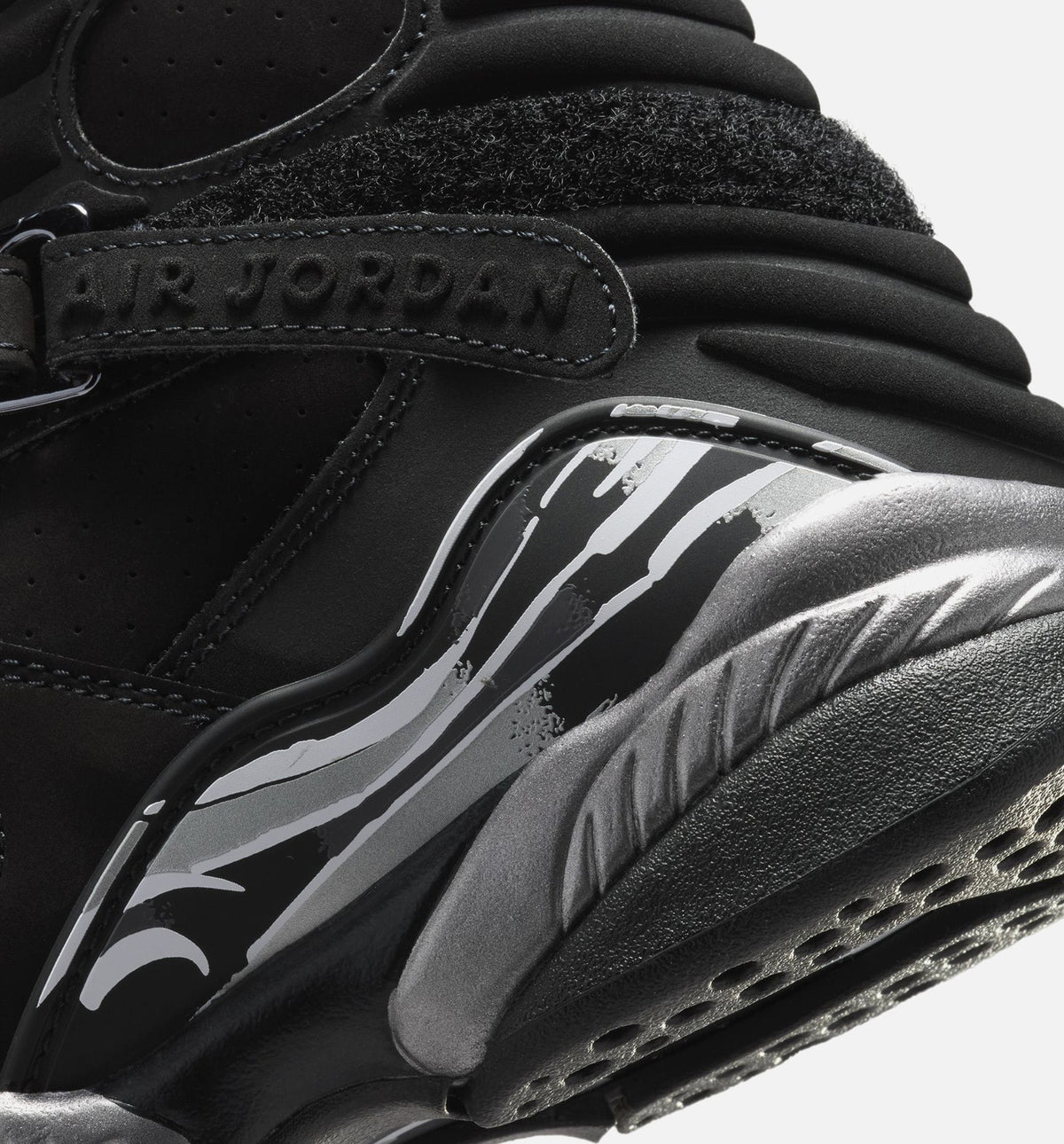 Air Jordan 8 Retro Chrome Black and Light Graphite Grade School Sneakers