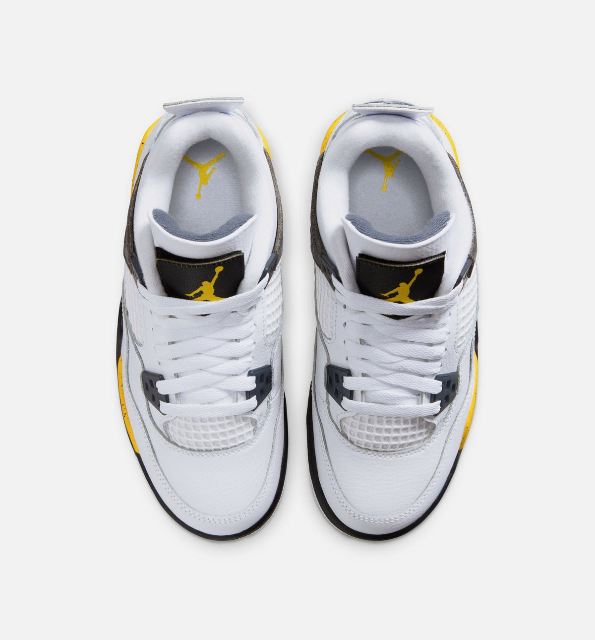 Air Jordan 4 Retro Rare Air Tour Yellow Grade School Shoes - White Dark Blue Grey Black Tour Yellow