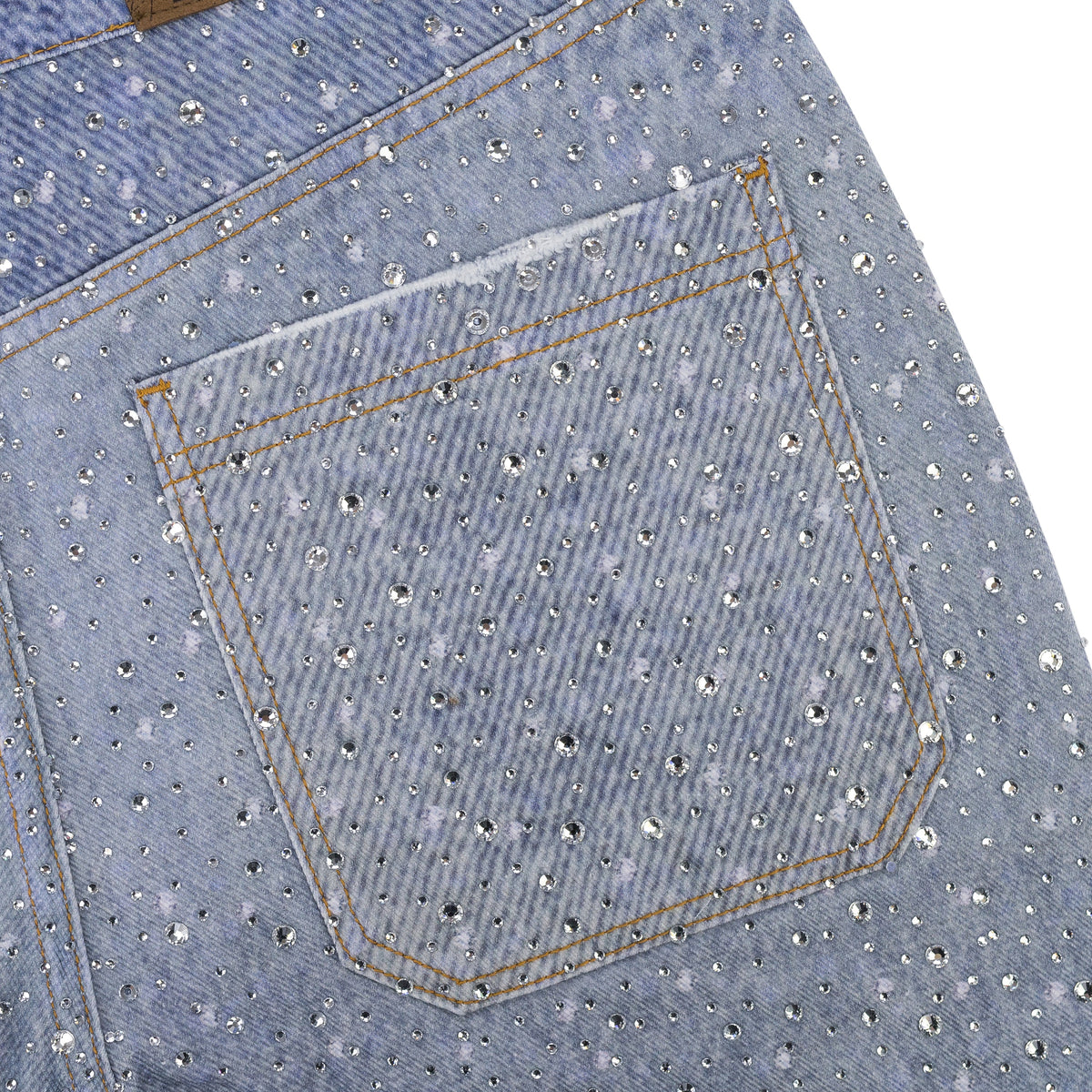 Blue 20K Swarovski Diamond Boro Jeans
