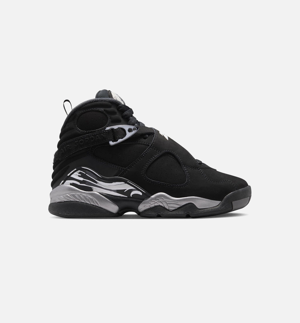 Air Jordan 8 Retro Chrome Black and Light Graphite Grade School Sneakers