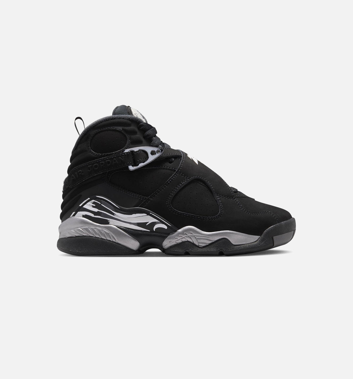 Air Jordan 8 Retro Chrome Black and Light Graphite Grade School Sneakers