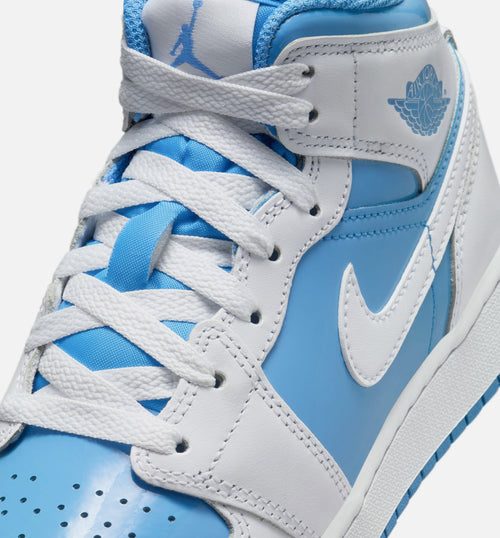 Air Jordan 1 Mid Legend Blue Grade School Sneakers – White / Legend Blue