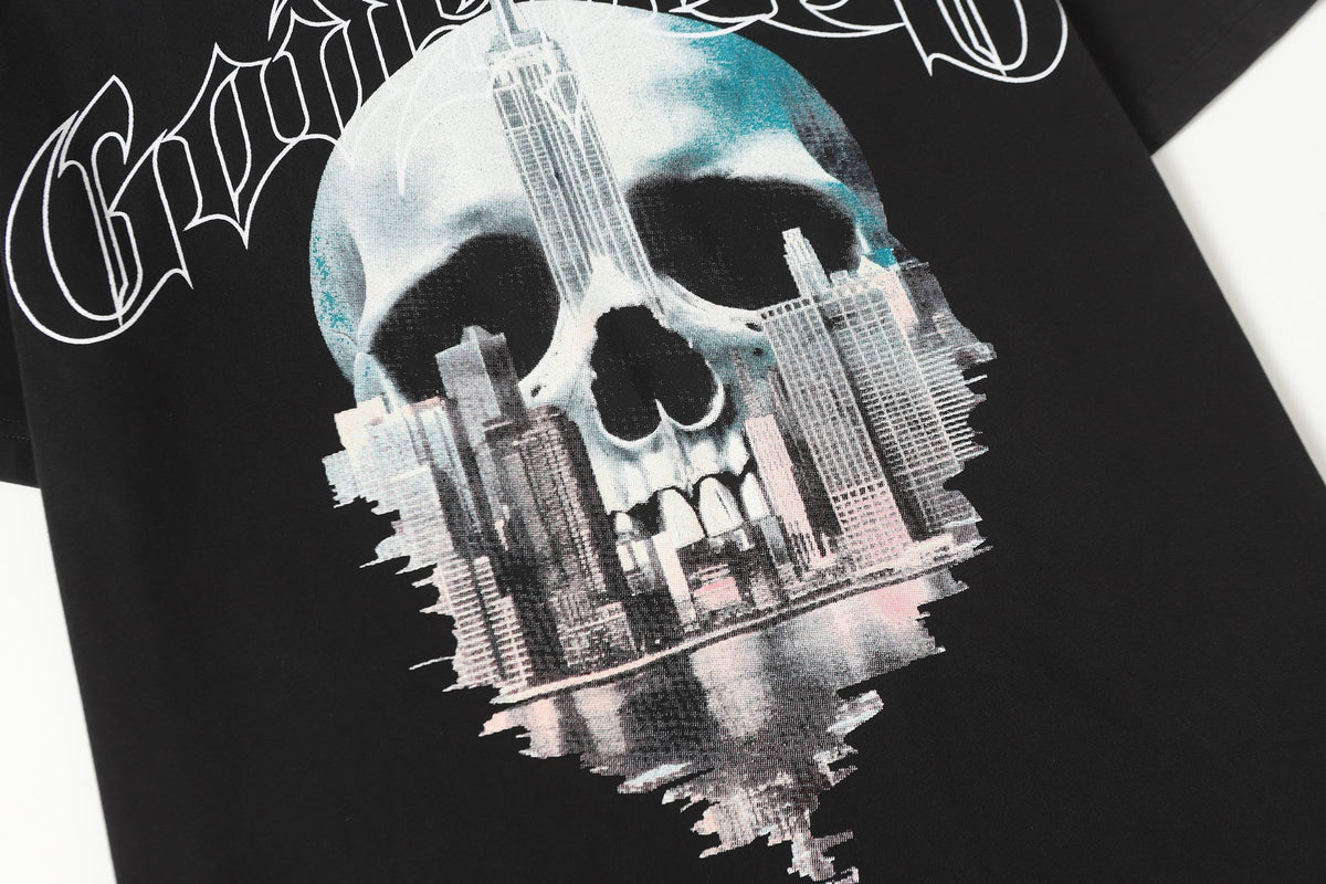 Godspeed NYC Skull Skyline Vintage Graphic Tee